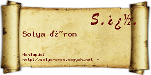 Solya Áron névjegykártya